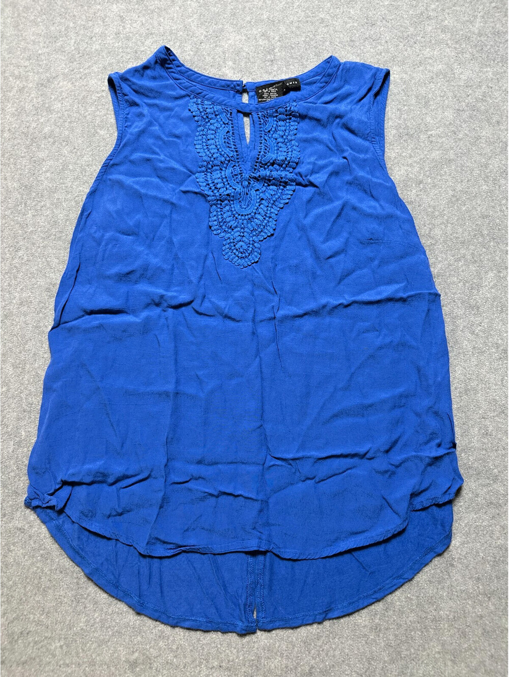 Grace Elements Royal Blue Crochet Boho Sleeveless Blouse Top Women XL